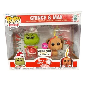 Funko POP! How The Grinch Stole Christmas: Grinch & Max *FLOCKED* 2-Pack AMAZON - Picture 1 of 13
