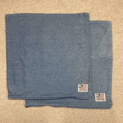 De Colección Ralph Lauren Denim Bandera Etiqueta Fundas de Almohada 16" Cuadradas ~ Juego de 2 Foto 1 de 4