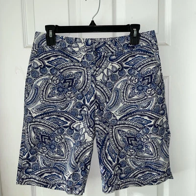 Bermudas para mujer Talbots talla 6 azul blanco cachemira Foto 1 de 4