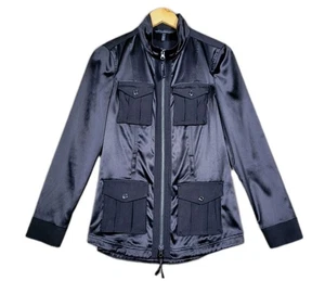 WHITE HOUSE BLACK MARKET Jacket Women's 4 Soft Black Utility Full Zip Sexy Top - Picture 1 of 7