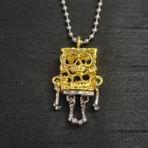Women's Zombie Spongebob moving limbs silver & gold tone ball chain necklace - Picture 1 of 3