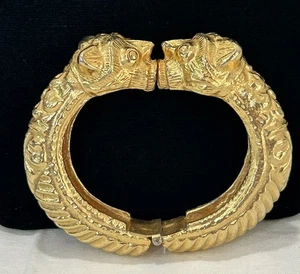 Brazalete Brazalete De Colección Kenneth Jay Lane Tono Dorado Foo Perro León Deidad Espíritu - Imagen 1 de 14