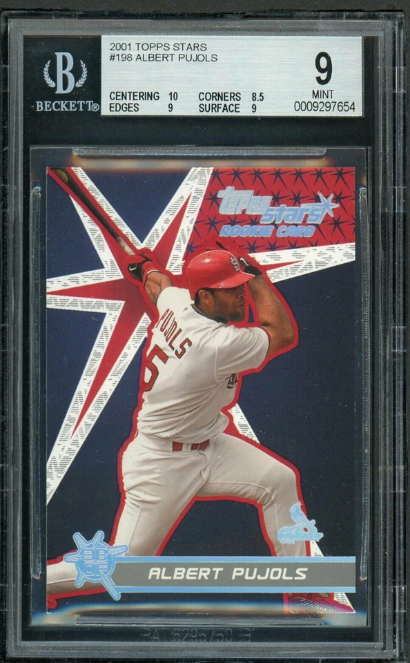 2001 Topps Stars Albert Pujols Rookie RC #198 Cardinals BGS 9 Beckett rookie - Image 1 of 1