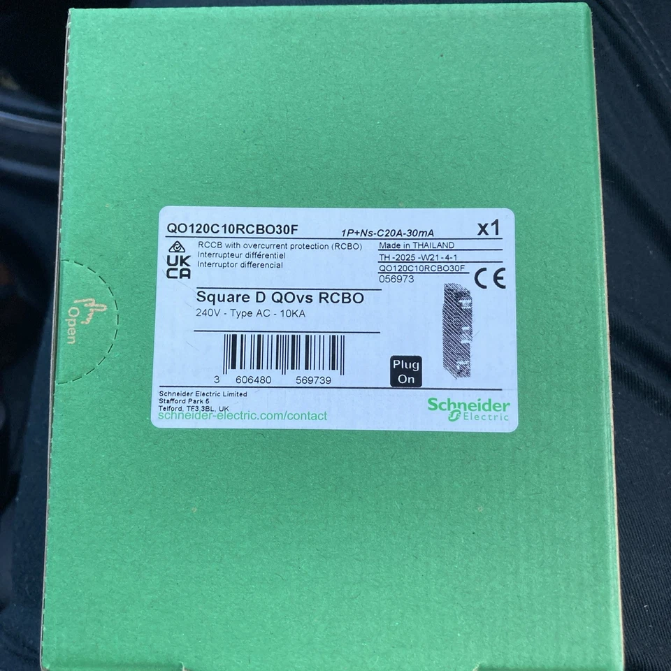 Schneider QOVs QOE 20A 20 Amp RCBO C20 QO120C10RCBO30F Square D 30mA   - Image 1 of 1