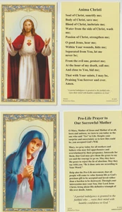+2 Tarjetas Sagradas+-"Jesús-Anima Christi- y Oración Pro-Vida a Madre Dolorosa" - Imagen 1 de 3