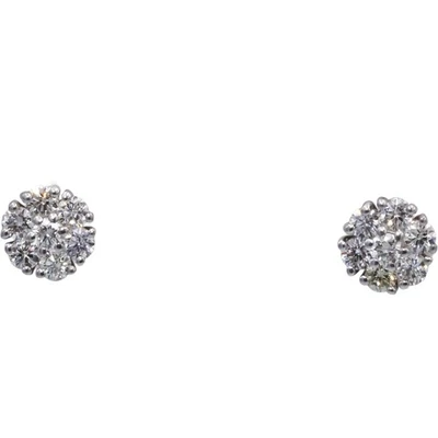 Round Prong Set VS Diamond 14k White Gold Cluster Stud Earrings 0.70CT - Image 1 of 4
