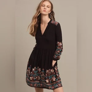 Vestido para mujer Anthropologie Floreat Avery bordado en negro talla XL - Imagen 1 de 8