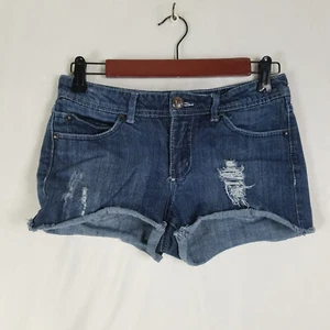 Miley Cyrus Denim Shorts Juniors 9 Blue Jean Low Rise Womens Distressed - Picture 1 of 12