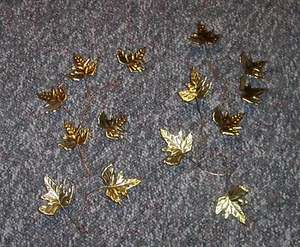 Vintage Homco Home Interior Metal Gold Leaves Home Decor Wall Hanging Set Of 2 - Picture 1 of 1