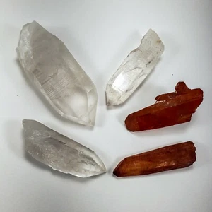 5 brazil Lemurian Clear Quartz and red Moroc Crystal Point Wholesale Bulk Lots - Picture 1 of 10