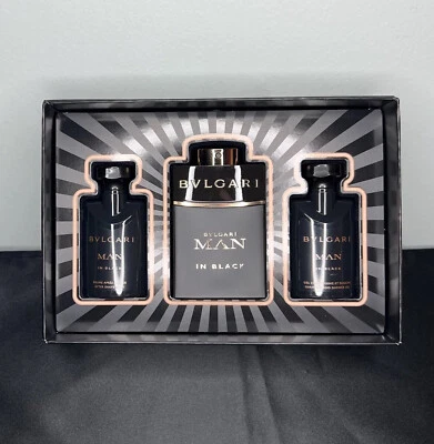 Juego de regalo de 3 piezas Bvlgari Man In Black con bálsamo para después del afeitado, EDP y champú/gel de ducha Foto 1 de 4