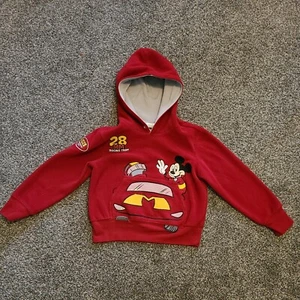 Disney Store Boys XXS Mickeys Racing Team Red Hoodie - Picture 1 of 10