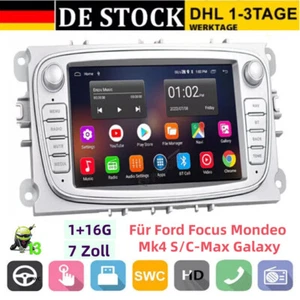 7" GPS NAVI Car Stereo Radio Für Ford Focus Mondeo Mk4 S/C-Max Galaxy Android 13 - Bild 1 von 14