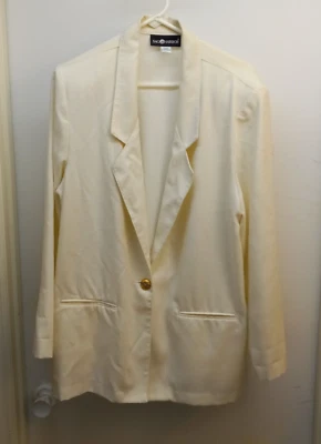 Chaqueta Blazer Sag Harbor Para Mujer Talla 16 Acolchada Hombros Un Botón Marfil Usada en Excelente Condición Foto 1 de 4