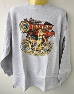 Sweatshirt HD Pullover Live The Legend XXL  Pin Up Vintage Old School Biker - Picture 1 of 1