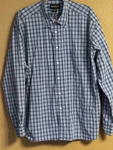 Eddie Bauer Men Size 2XL Button Up Long Sleeve Shirt Blue Plaid 56" Chest - Picture 1 of 5