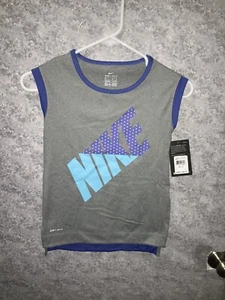 NIKE GIRLS Grey And Blue Drifit Active Tank Top Size 6X NWT - Picture 1 of 2