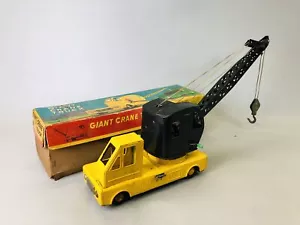 Y6691 GIOCATTOLO DI LATTA Camion Gigante Torre cingolato Scatola Veicolo Gru Giappone Antico Vintage - Foto 1 di 21