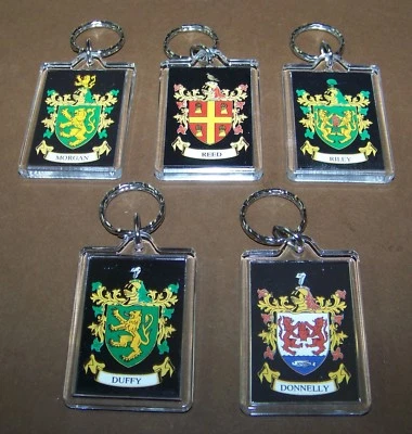 "Reed" Coat of Arms Key Chain, Family Crest, Acrylic 2.5" Black NEW - Image 1 of 2