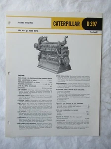 Hoja de especificaciones del motor CAT Caterpillar D397 serie D 1959 folleto de ventas - Imagen 1 de 2