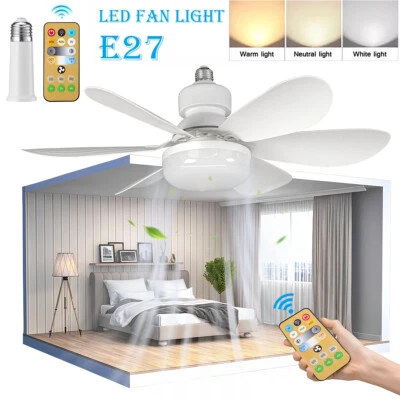 40W E27 Base Socket Ceiling Fan Light with Remote Control and Dimmable LED Lamp - Image 1 of 4