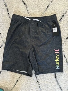 Hurley Big Boys Printed Drawcord Closure Board Shorts/ Swimwear In Black NWT - Picture 1 of 1