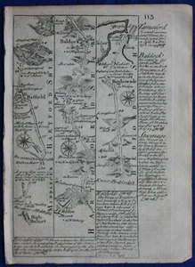 HATFIELD, BALDOCK, THAMESFORD, OAKHAM, original antique road map, Bowen, 1759 - Picture 1 of 2