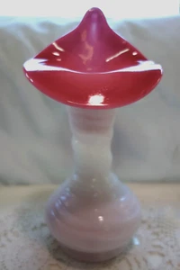 FENTON"8.5"PEACH(REDDISH)BLOW"JIP"VASE MINT~VINTAGE~CASED"GLASS"1940s - Picture 1 of 6
