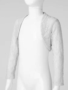 Flower Girls Party Bolero Shrug Kids Baby Long Sleeve Lace Cardigan Bridesmaid - Picture 1 of 40