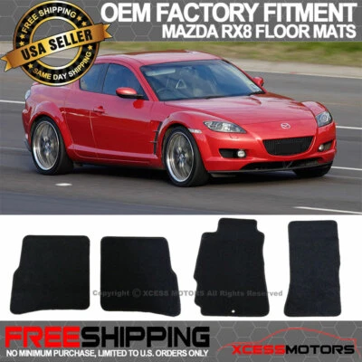 Fits 04-12 Mazda RX8 4Dr OE Factory Fitment Floor Mats Carpet Black Nylon 4PCS - Image 1 of 3
