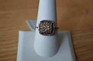 Anello con diamanti champagne naturali 1,00 ct ~ oro rosa 14 carati su argento fine misura 9 - Foto 1 di 17