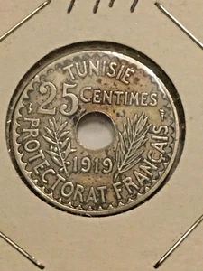 Tunisia 25 centimes 1919 AH1337 French Protectorate Muhammad V - Picture 1 of 7