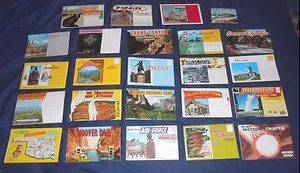 LOTE MIXTO DE 23 + 1 CARPETA DE RECUERDOS VINTAGE AÑOS 70 JUEGOS DE TARJETAS POSTALES ESTADOS DE EE. UU. - Imagen 1 de 9
