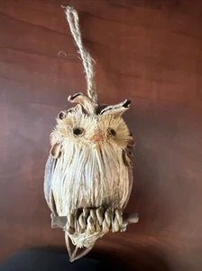 Handmade OWL Hanging Straw Pine Cones & Twigs Ornament 5.5" - Picture 1 of 7