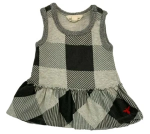 Vestido Jersey Burts Bees Bebé Niñas 3 Meses Negro A Cuadros Algodón Orgánico - Imagen 1 de 5