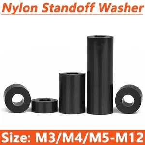 Black Nylon Plastic SPACERS Standoff Washer Non-Threaded M3/M4/M5-M12 ABS Casing - Picture 1 of 217