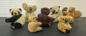 Vintage 1970er Set 7 Plüschtiere Pencil Huggers Clip Ons Koala Panda Waschbär - Bild 1 von 10