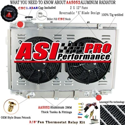 ASI 3 Row Radiator+Shroud Fan for 1990-1998 Toyota Land cruiser HZJ80 HDJ80 4.2L - Image 1 of 4