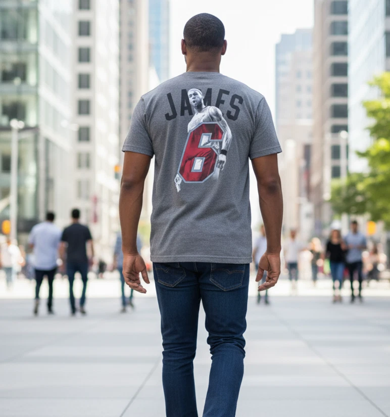 LeBron James Miami Heat #6 Graphic T-Shirt Men’s L Gray NBA Basketball Retro Tee - Image 1 of 4