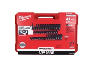 Milwaukee 49-66-7009 3/8 In Drive Impact Socket Set, Metric, Sae, 43 Pc. - Picture 1 of 5