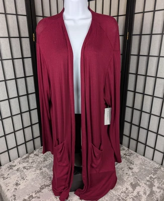 Liz Claiborne Cool & Calm XXL Women's Nightgow Cardigan Robe Burgundy NWT - Image 1 of 4
