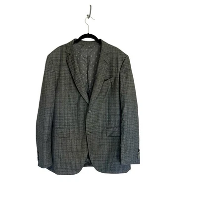 John Varvatos Austin suit jacket wool crosshatch plaid EU 54 long US 44L grey - Image 1 of 4
