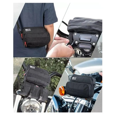Storage Fork Bag Motorcycle Handlebar Bag Universal Sissy Bar Bag Black - Image 1 of 4