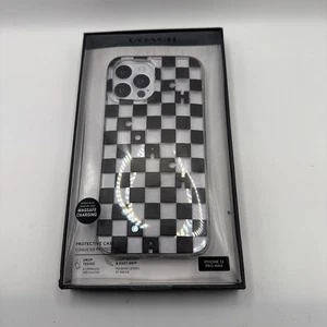 Coach New York iPhone 12 Pro Max Case – Luxury Checkered Glitter Design NIB - Picture 1 of 4