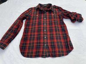 LRL Lauren Jeans Co. Mujer Camisa Manga Larga Rojo Cuadros Botones Algodón - Imagen 1 de 12