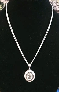 925 Sterling Silver Dollar Sign Round Greek Pattern Pendant w/ 20" 4mm Necklace - Picture 1 of 4