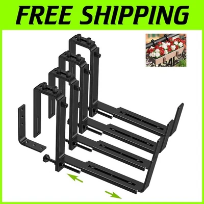 Adjustable Iron Brackets for Garden Flower Boxes - 4 Pack - Image 1 of 4