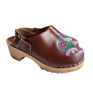 Hanna Andersson Mädchen schwedische Clogs mit Blumenstickerei Größe 29 - Bild 1 von 8