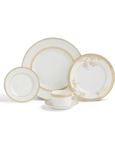 Wedgwood Vera Wang Cina pizzo oro 10 pezzi posto scatola danni.R10 - Foto 1 di 8
