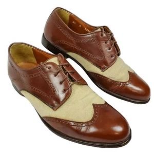 Bostonian Florentine Twotone Leather & Canvas Lace Up Italy Oxford Derby 8.5 M - Picture 1 of 12